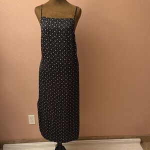 Casual Black Spaghetti Strap Midi Slip Dress